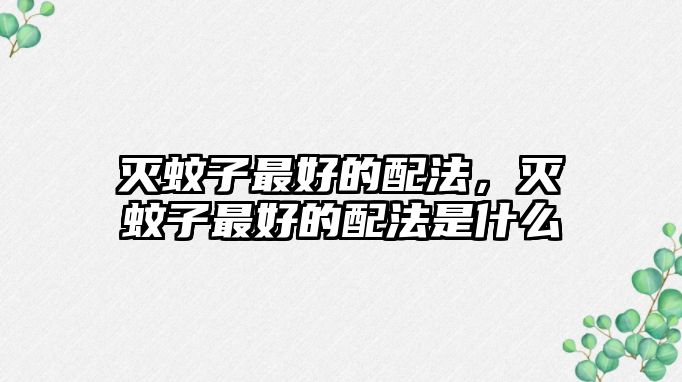 滅蚊子最好的配法，滅蚊子最好的配法是什么